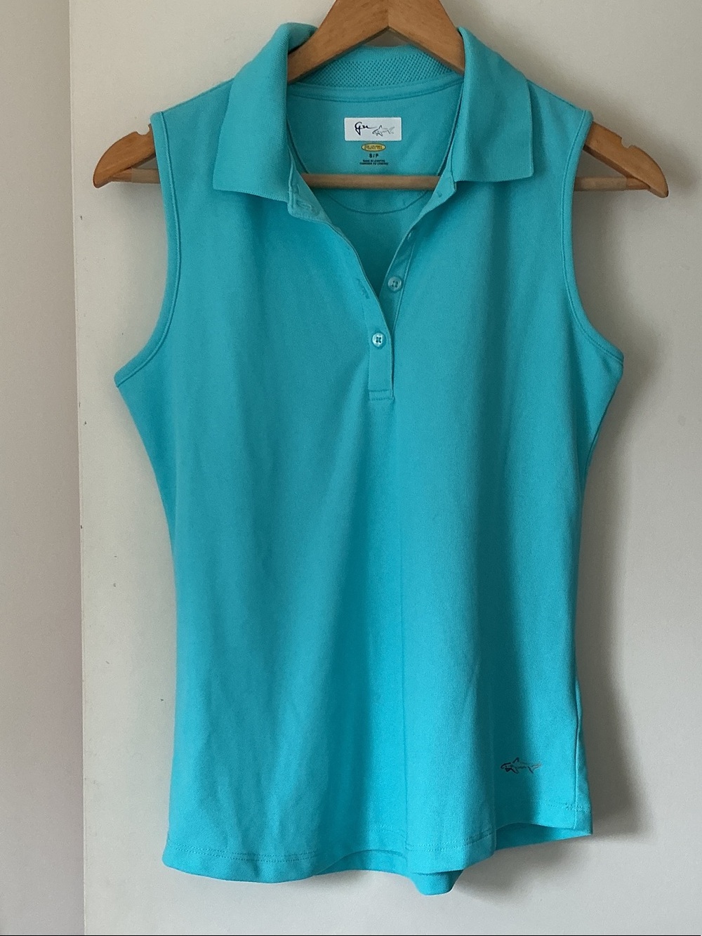 Sleeveless Polo Tank Top in Aqua